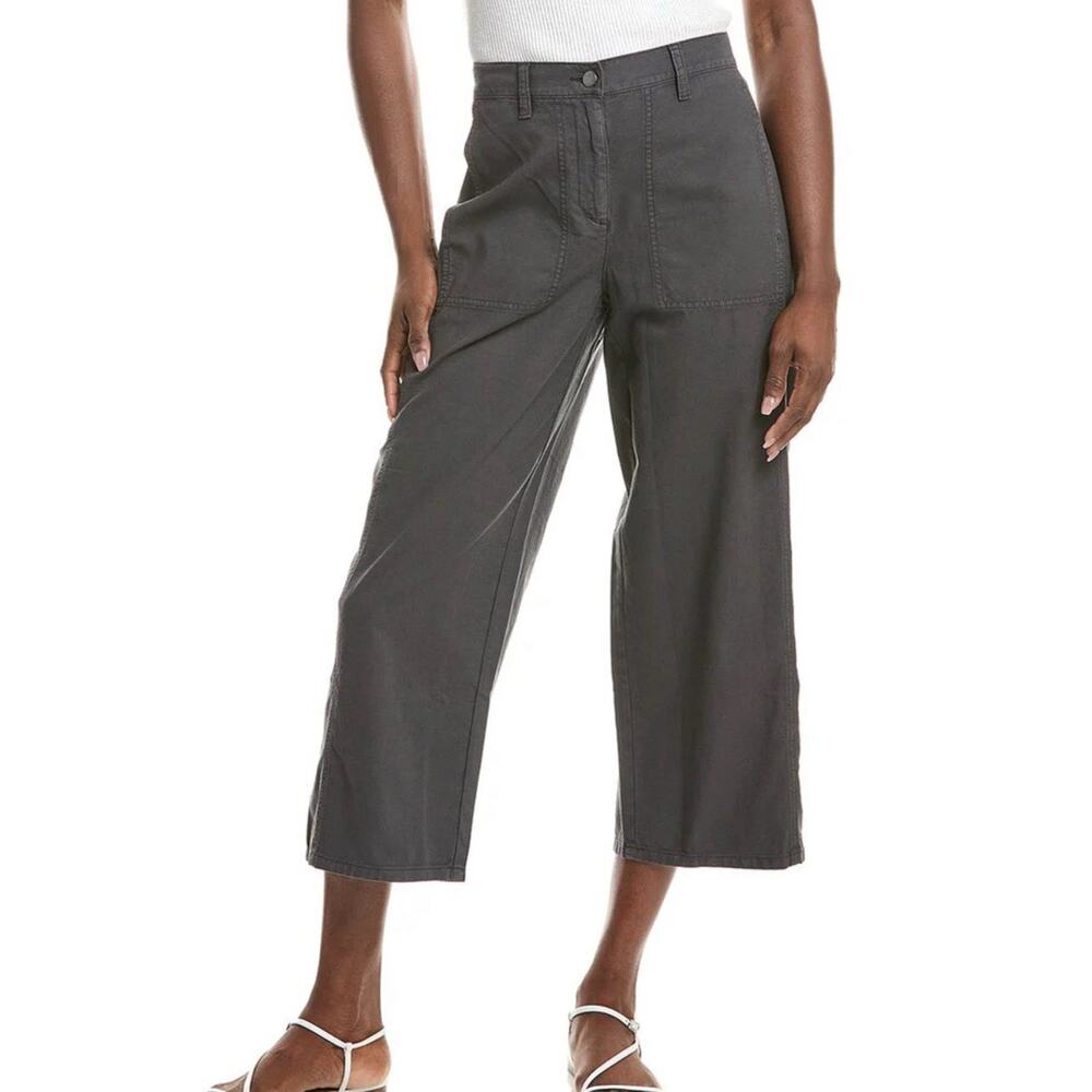 Eileen Fisher Crop Wide Leg Pant Gray organic cotton Size L A003127